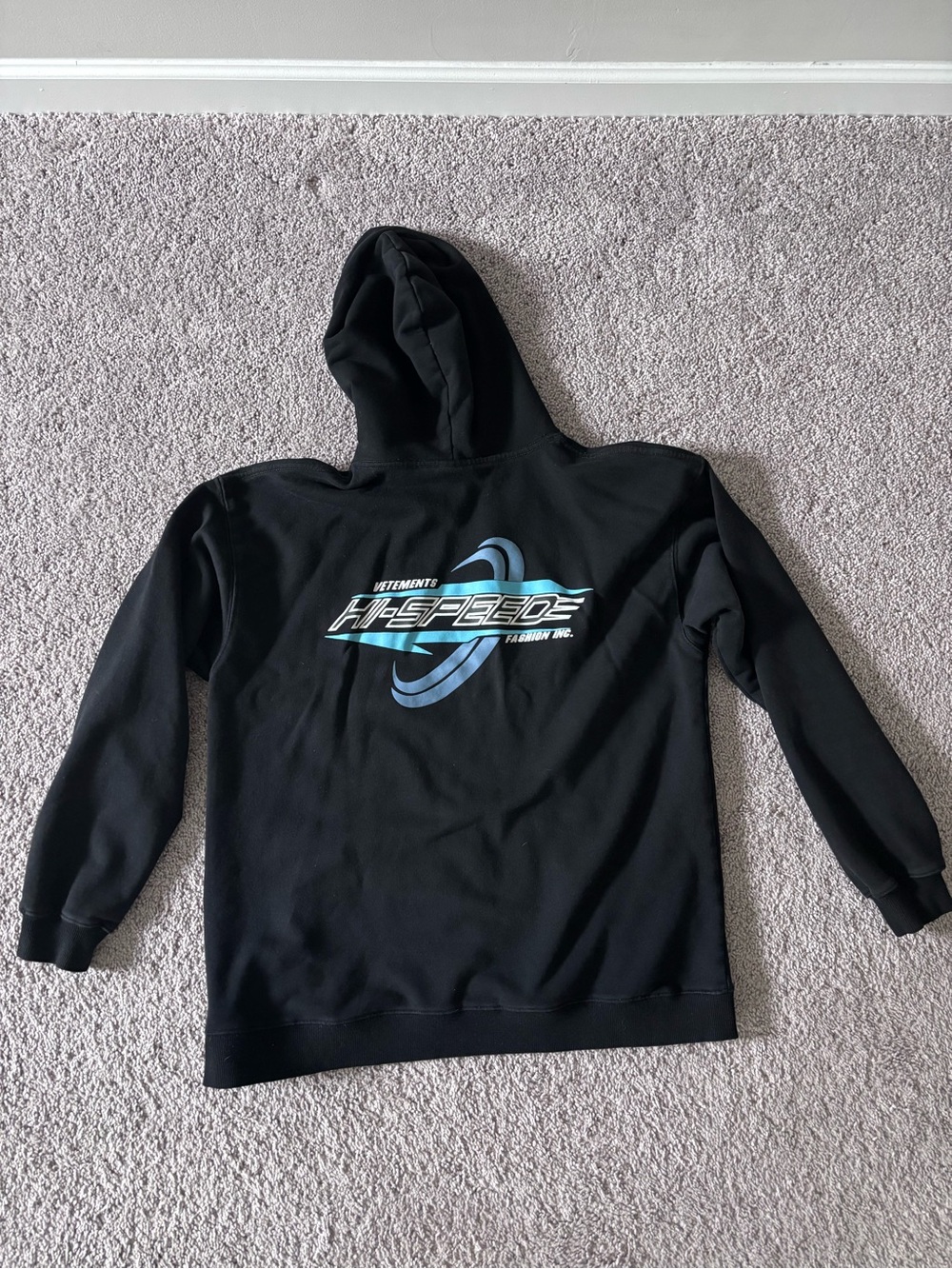 Vetements Hi-Speed Black Hoodie with White & Red Logo - Picture 2 of 6